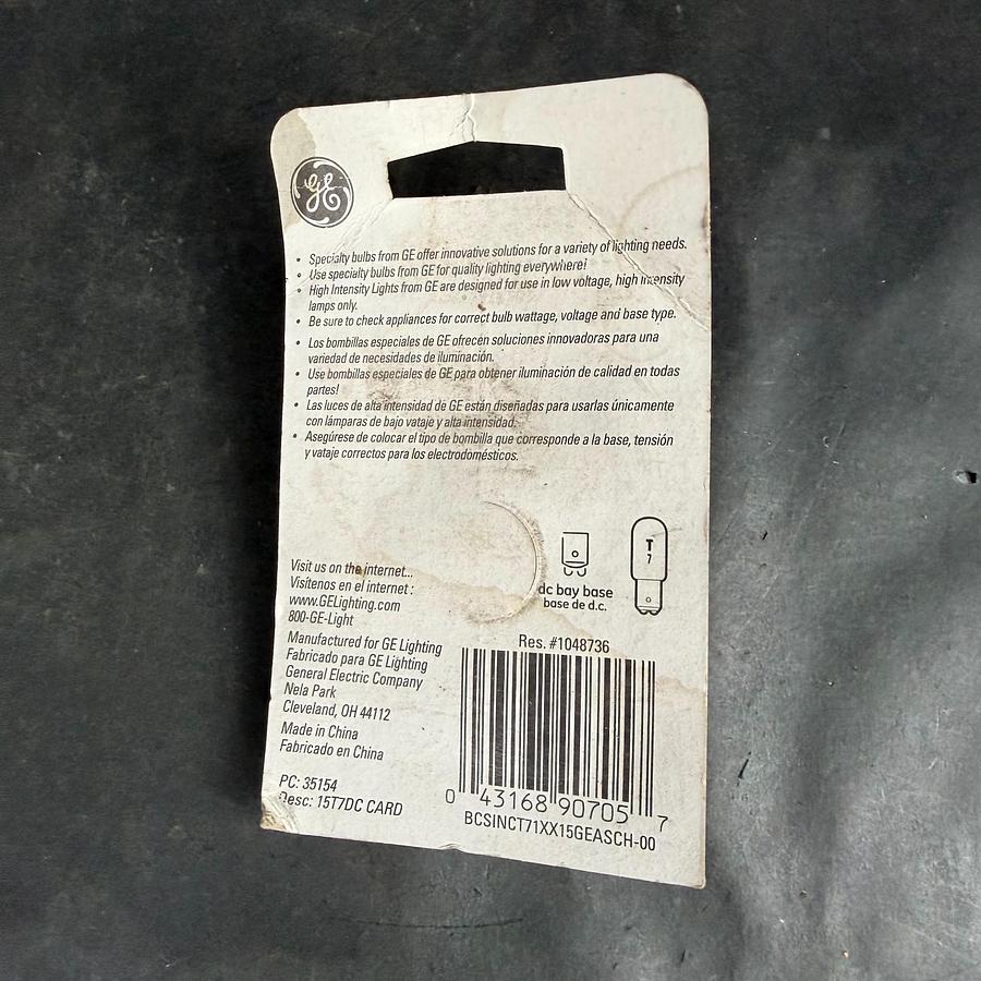 Used GENERAL ELECTRIC 15W T7 BA15d BULB