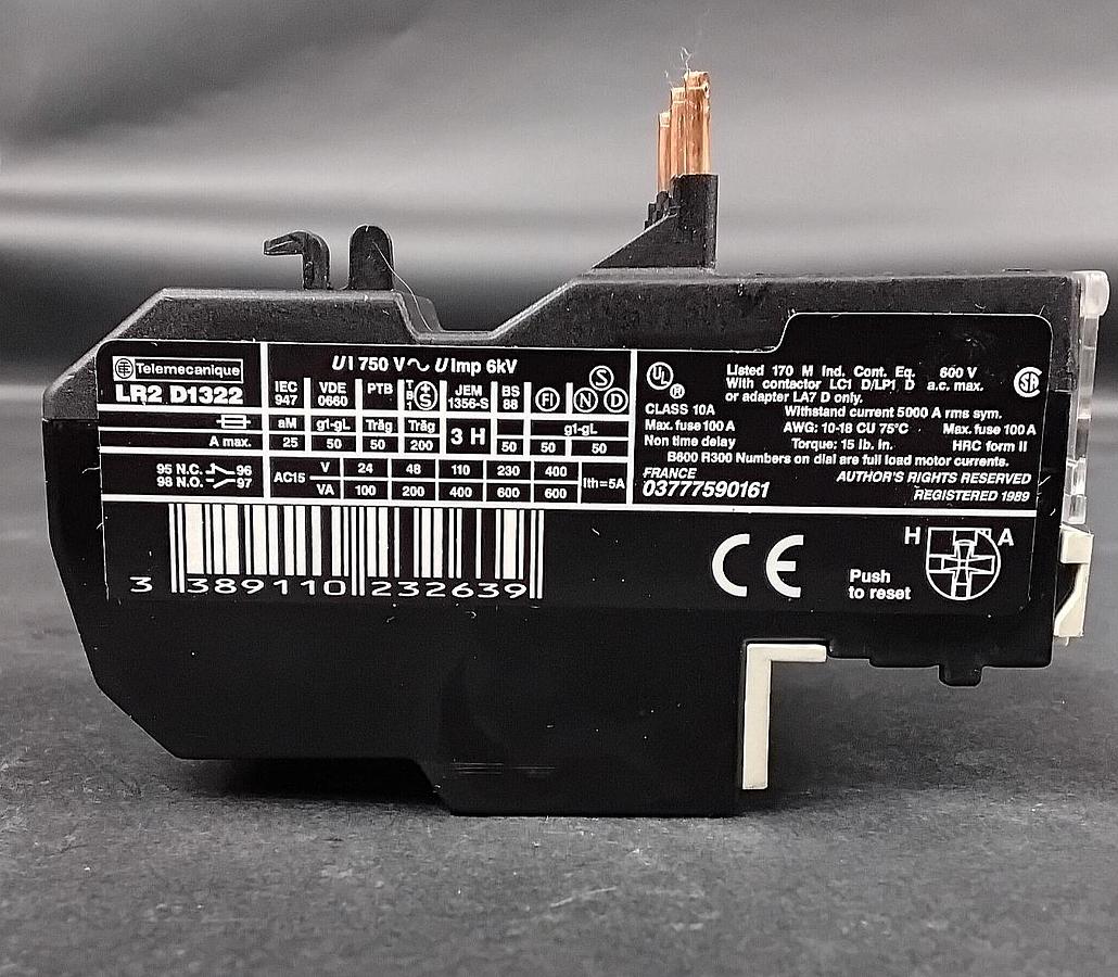 Used TELEMENCANIQUE LR2D1322 THERMAL OVERLOAD RELAY ($113 OBO)