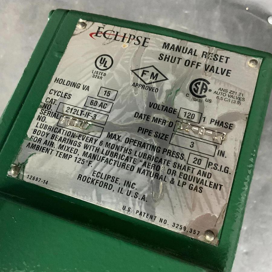 Used ECLIPSE 212LT-IF-3 MANUAL SHUT-OFF VALVE ($1,500 OBO)