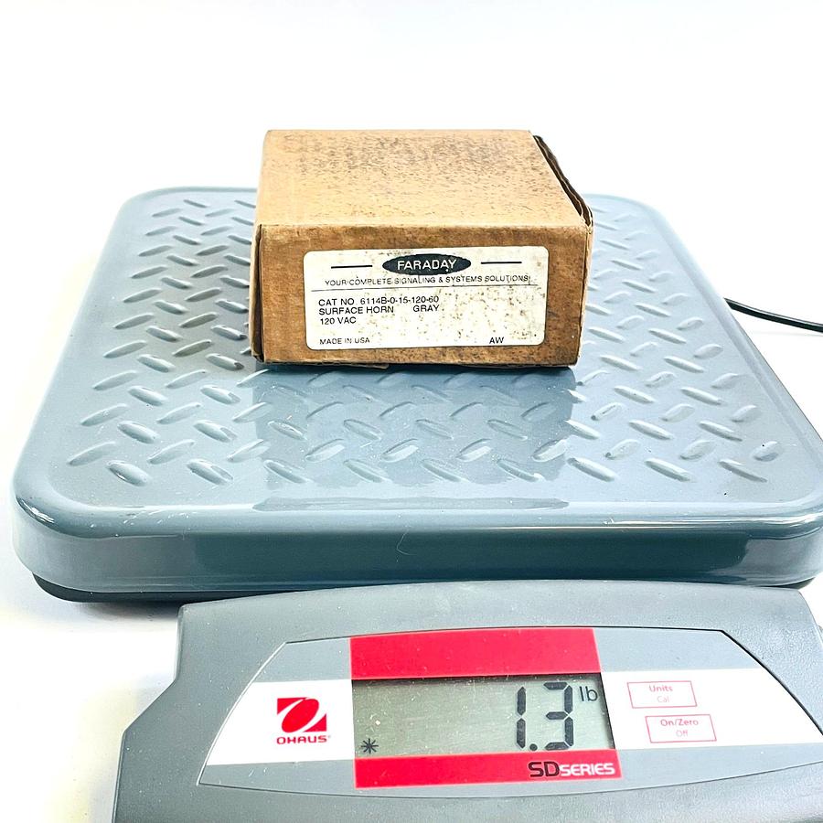 Used FARADAY 6114B-0-15-120-60 SURFACE MOUNT HORN GRAY 120VAC NEW OPEN BOX