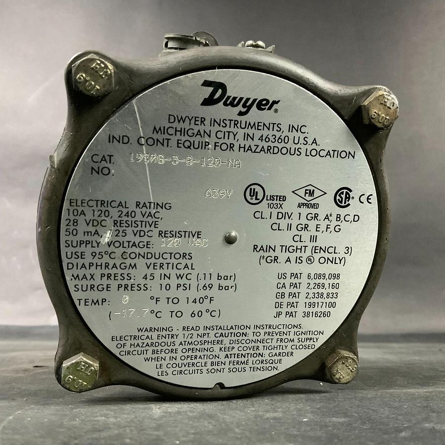 Used DWYER 1950G-5-B-120-NA PRESSURE SWITCH ($130 OBO)