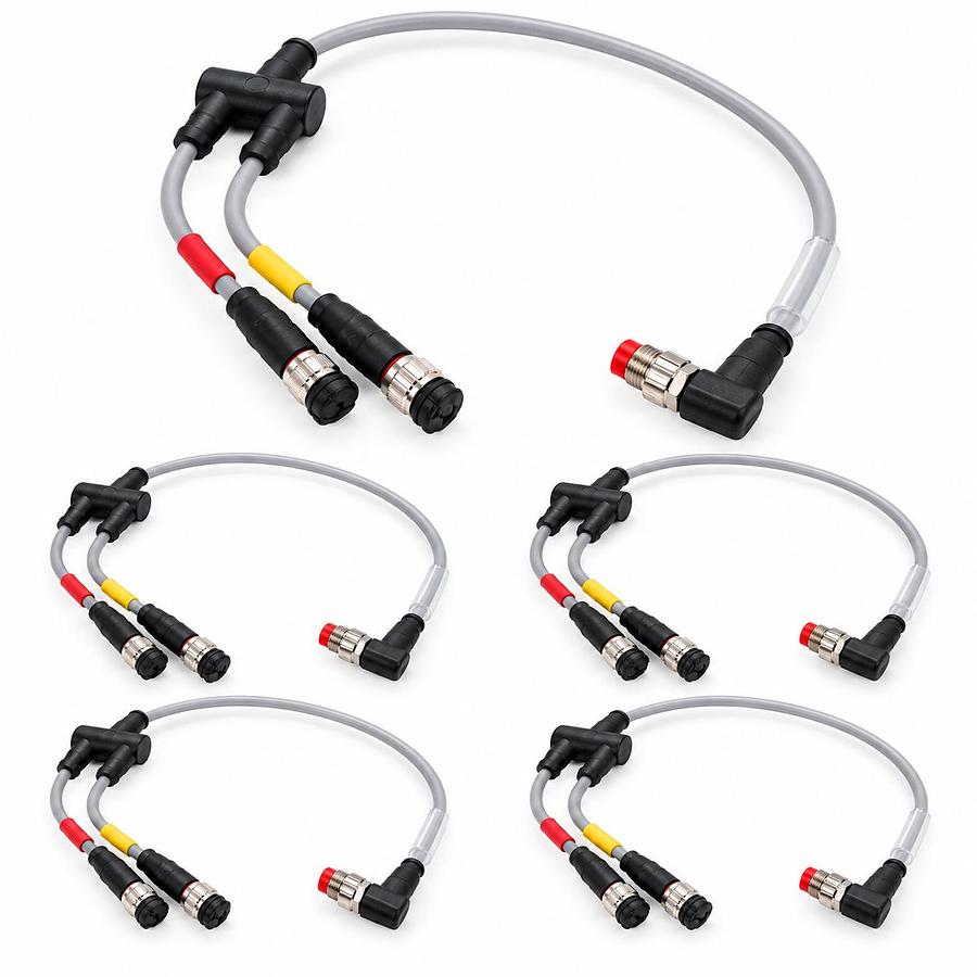 LOT OF 5 BECKHOFF ZC2000-0000-0043 SENSOR CABLE Y SPLITTER M8 4 PIN MALE 3 PIN