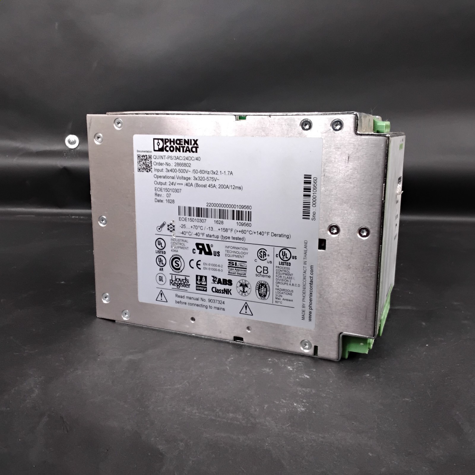 Used PHOENIX CONTACT QUINT-PS/3AC/24DC/40 POWER SUPPLY ($200 OBO)