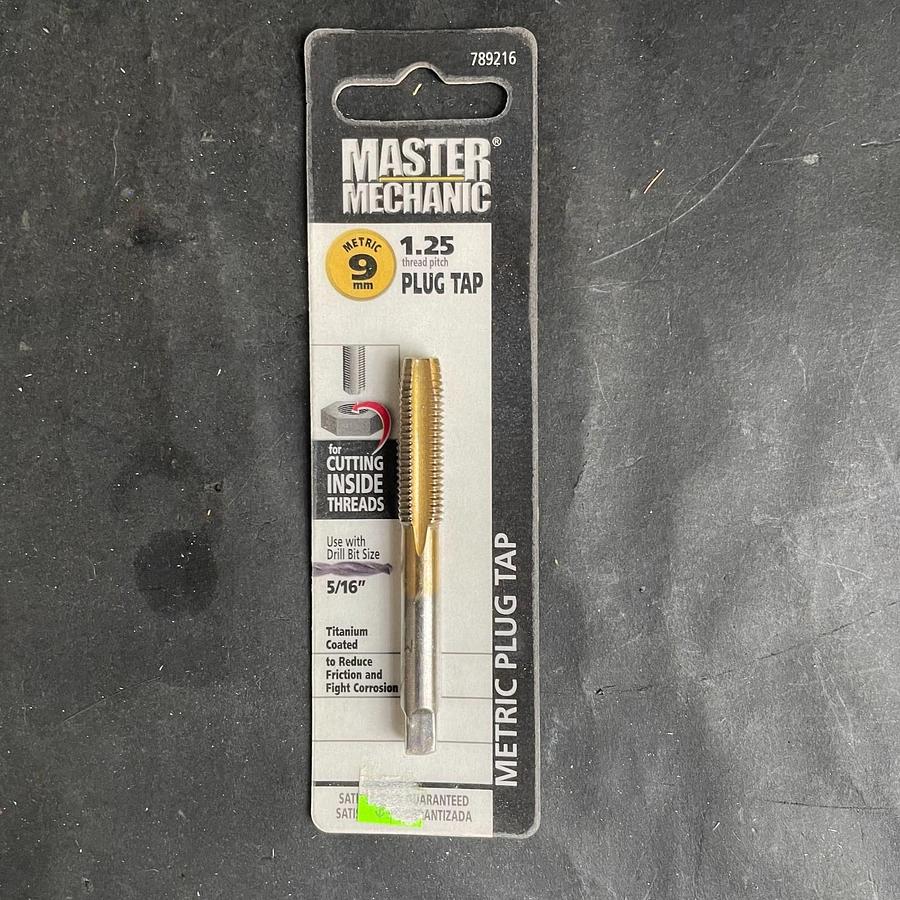 MASTER MECHANIC 789216 METRIC 9MM 1.25 THREAD PLUG TAP 5/16” TITANIUM