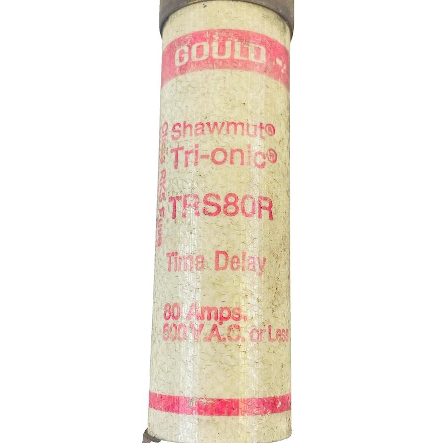 Used GOULD SHAWMUT TRS80R TRI-ONIC TIME DELAY FUSE 80A 600 VAC 600 VDC CLASS RK5