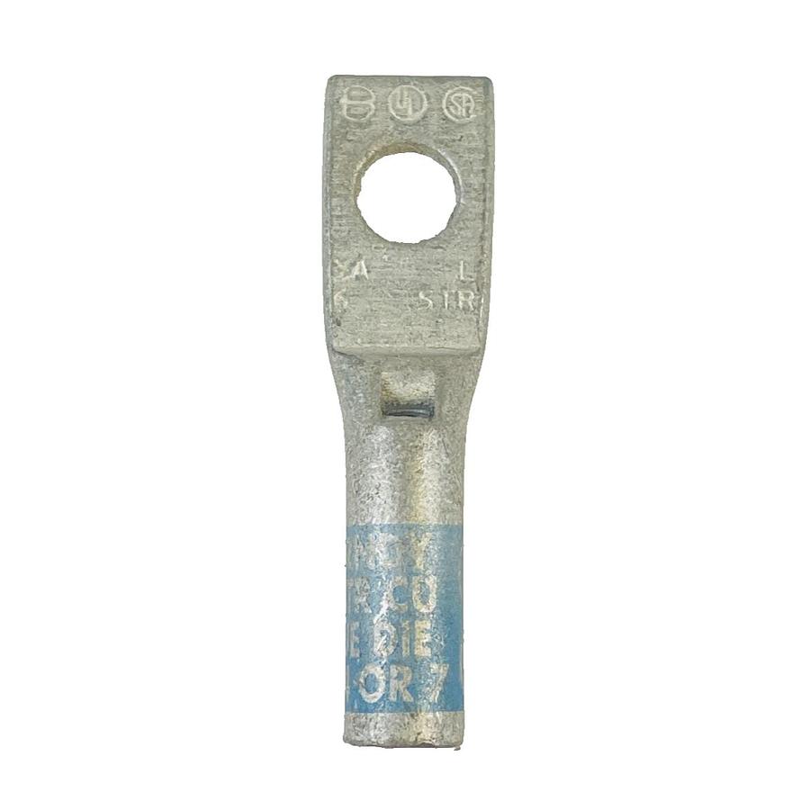 Used BURNDY YA6C-L COMPRESSION LUG 6 AWG STRANDED COPPER 1/4 IN HOLE BLUE DIE 7 2-PCS