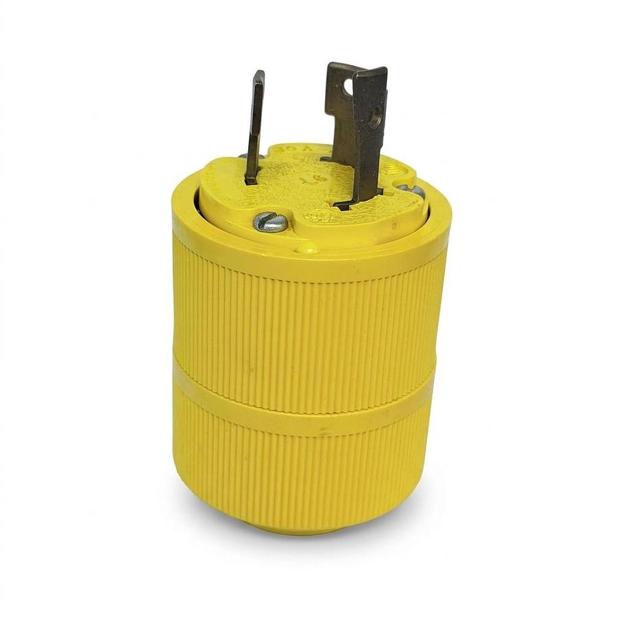 Used GENERAL ELECTRIC GE 30A 250V L6 3 POLE LOCKING PLUG CONNECTOR YELLOW EXCELLENT