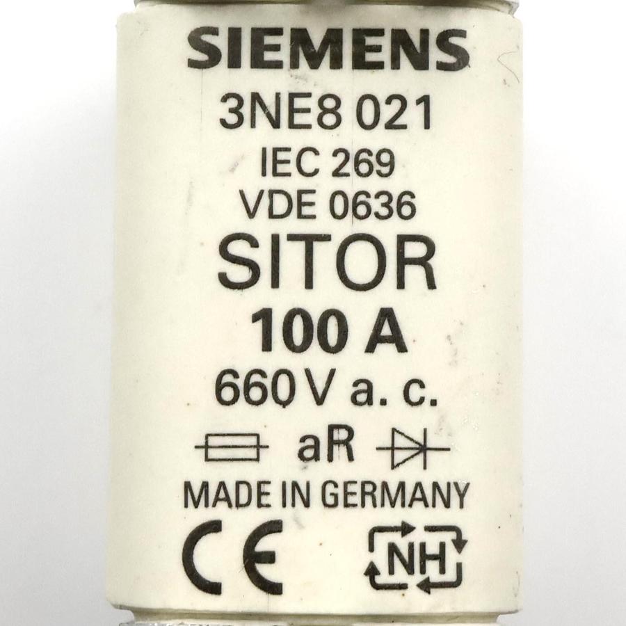 Used SIEMENS 3NE8021 SITOR SEMICONDUCTOR FUSE 100A 660V AC | EXCELLENT | REFURBISHED