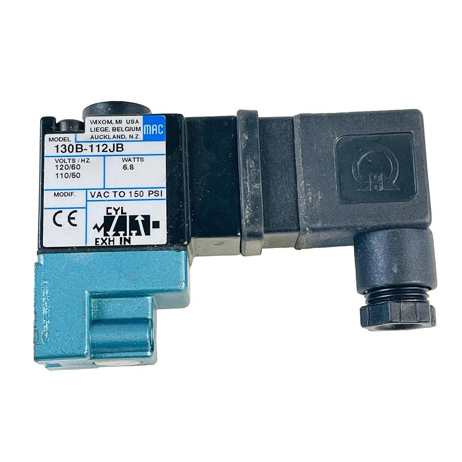 Used MAC 130B-112JB SOLENOID AIR VALVE 120V 60HZ 110V 50HZ 3-WAY 150 PSI DIN