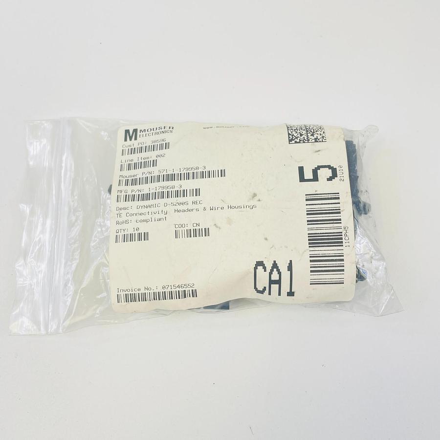 Used TE CONNECTIVITY AMP 1-179958-3 D-5 X 3-POS RECEPTACLE HOUSING ELECTRICAL 10-PCS
