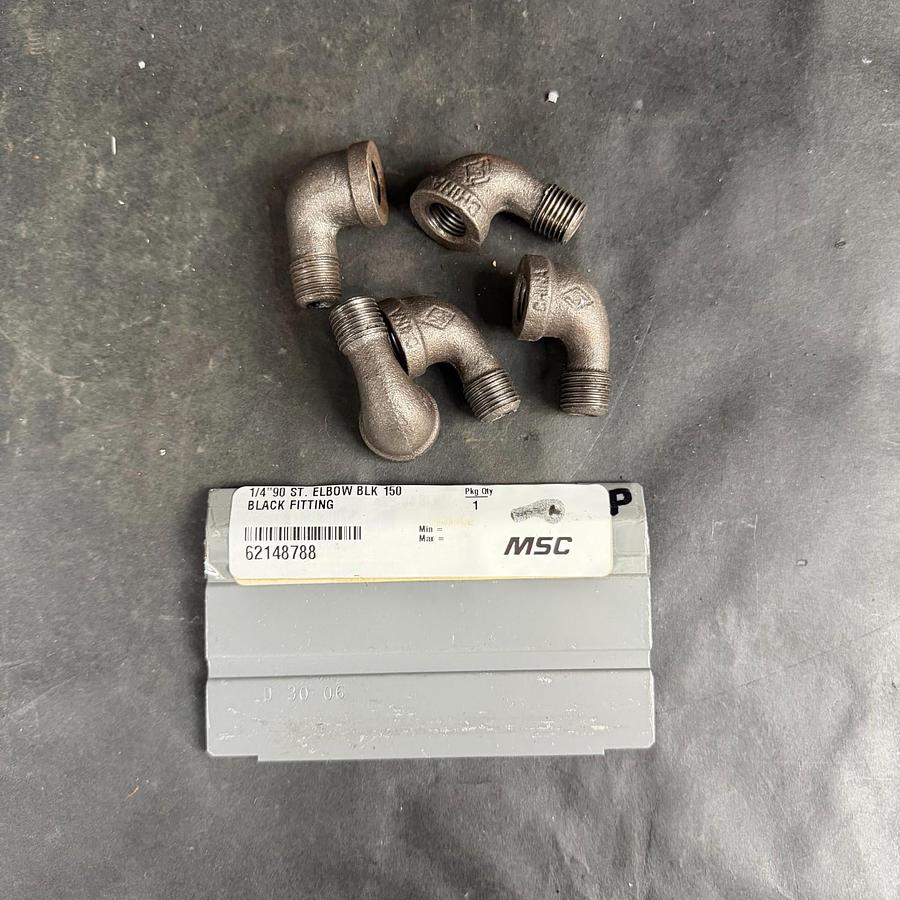 Used MSC 1/4” 90 ST ELBOW FITTING - SET OF 5