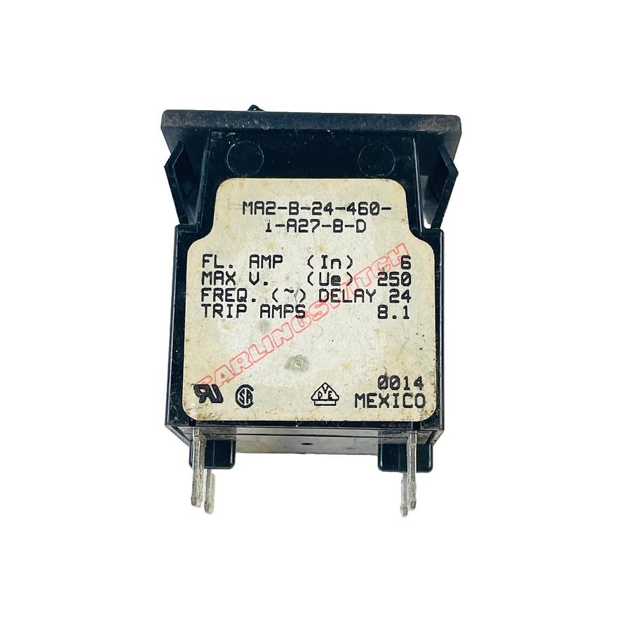 Used CARLING MA2-B-24-460-1-A27-B-D 6A 250VAC 2-POLE HYDRAULIC MAGNETIC BREAKER