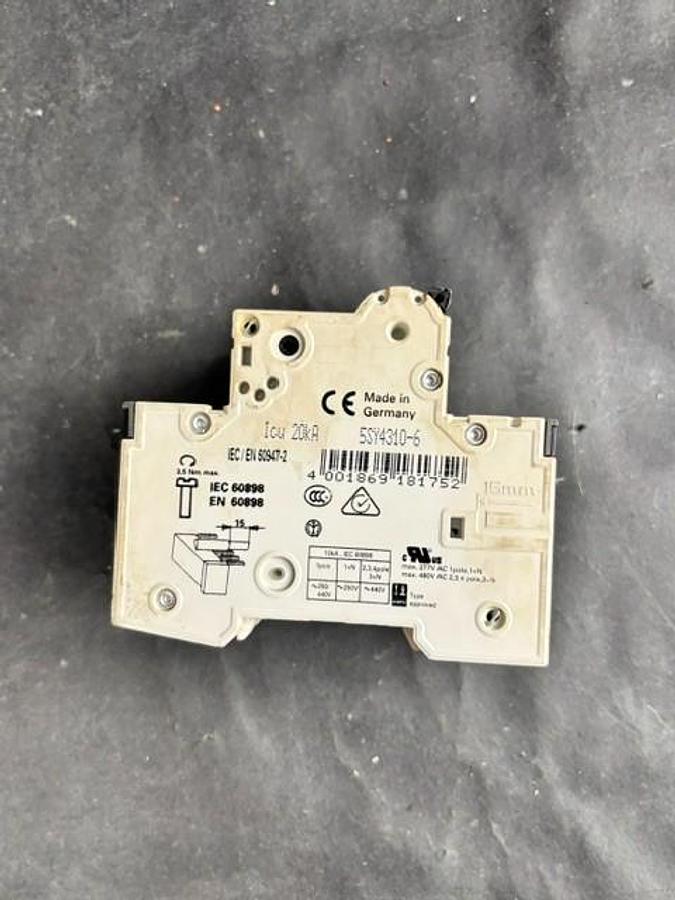 Used SIEMENS 5SY4310-6 CIRCUIT BREAKER
