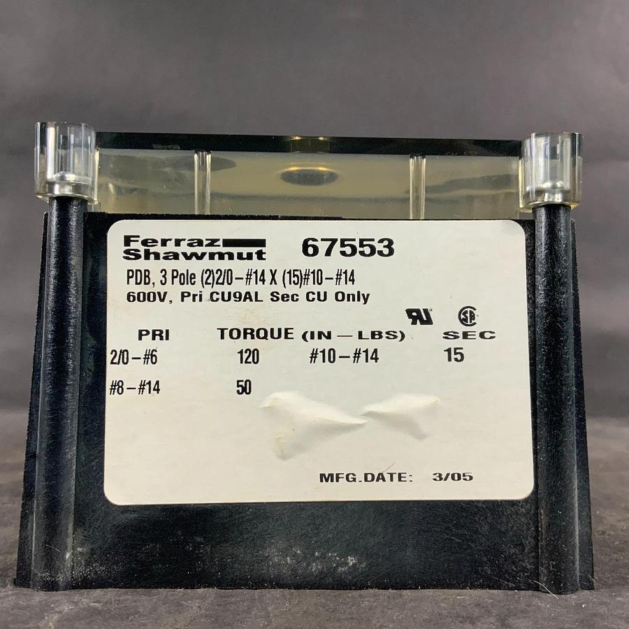 Used FERRAZ SHAWMUT 67553 DISTRIBUTION BLOCK ($35 OBO)