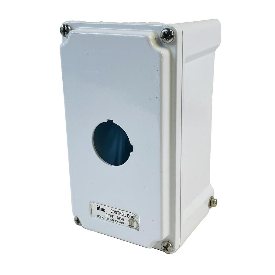 Used IDEC TYPE AGA 1-HOLE DIE-CAST ALUMINUM PUSHBUTTON CONTROL BOX ENCLOSURE WHITE