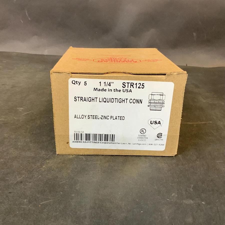 AMFICO STR125 1-1/4" STRAIGHT LIQUID-TIGHT CONNECTOR - BOX OF 5 ($60 OBO)