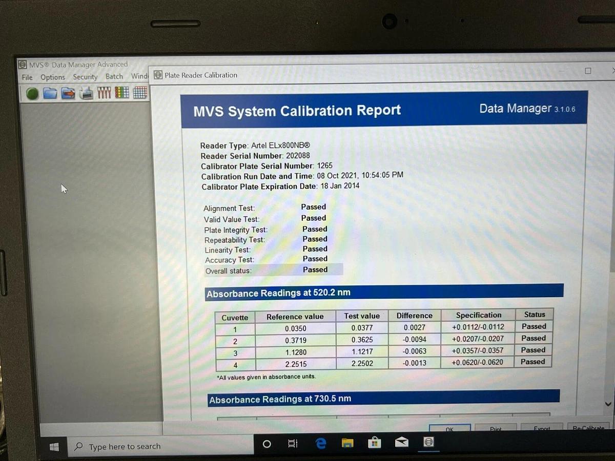 Used Artel MVS Single & Multichannel Liquid handling Verification System
