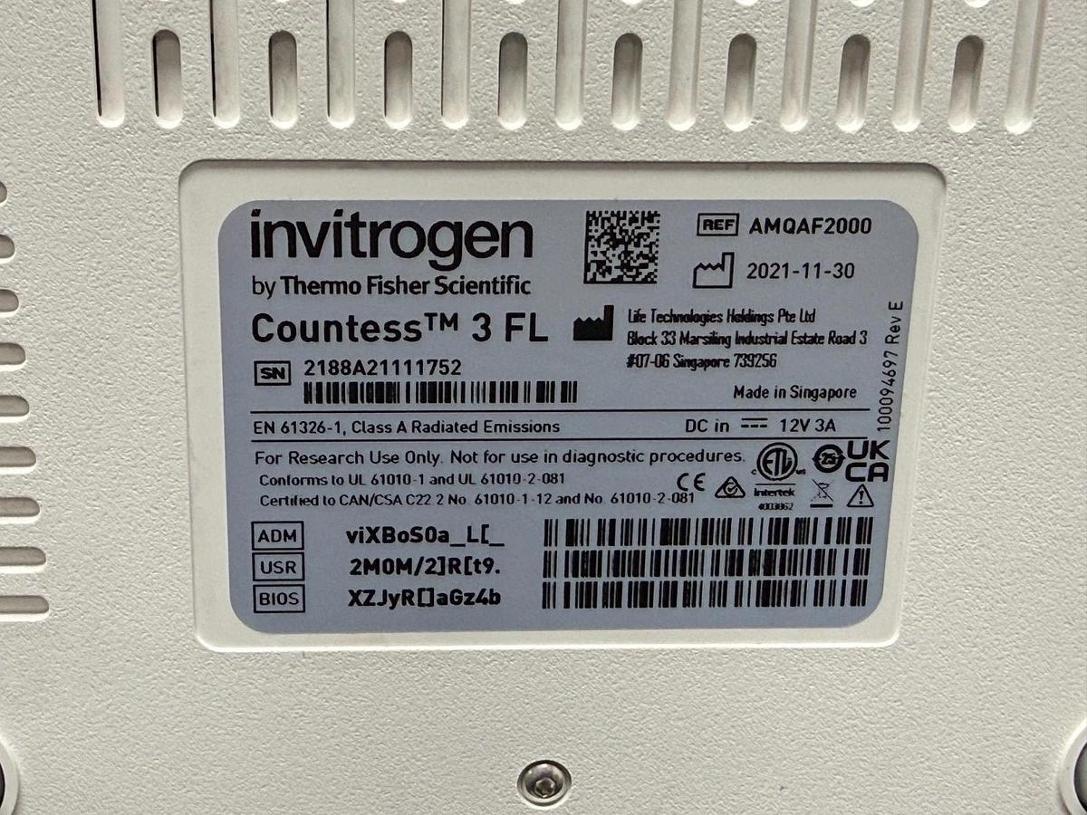 Used Invitrogen Countess 3 FL Automated Cell Counter | GFP & RFP EVOS Light Cubes