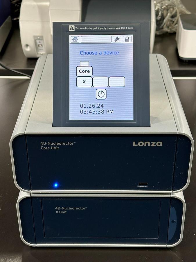 Used Lonza 4D Nucleofector Nucleofection Transfection System Core Unit & X Unit