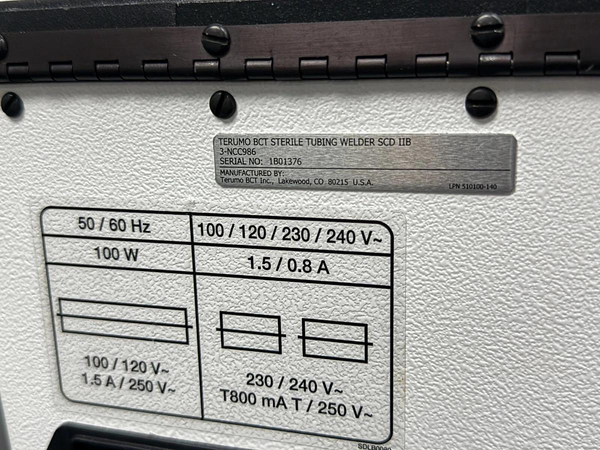 Used 2018 Terumo BCT SCD IIB sterile tubing tube welder 3NCC986