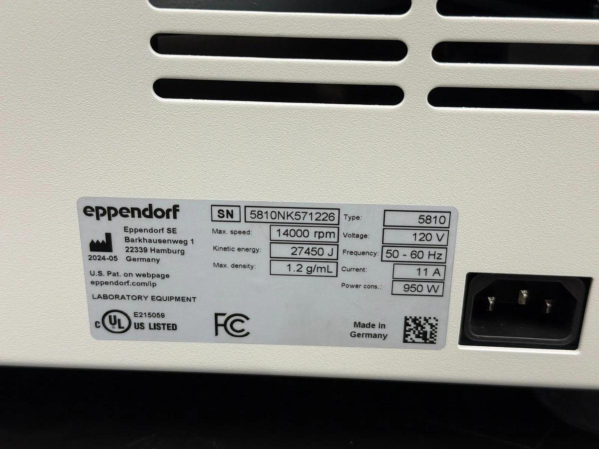 Used Eppendorf 5810 Centrifuge with S-4-104 Swing-Bucket Rotor | Benchtop 4 x 750 mL
