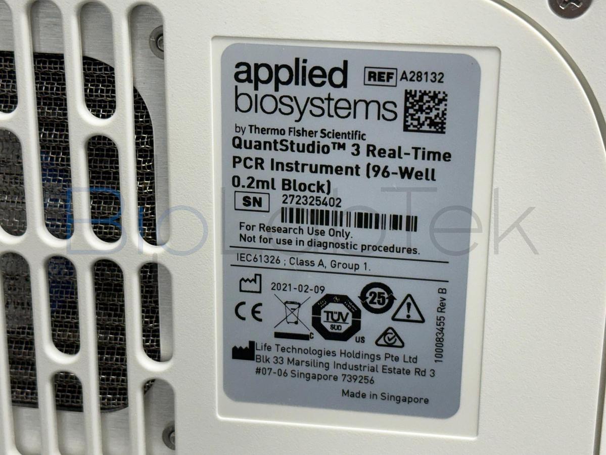 Used Thermo Scientific QuantStudio 3 Real-Time PCR System | 96-Well 0.2 mL 49 Hours