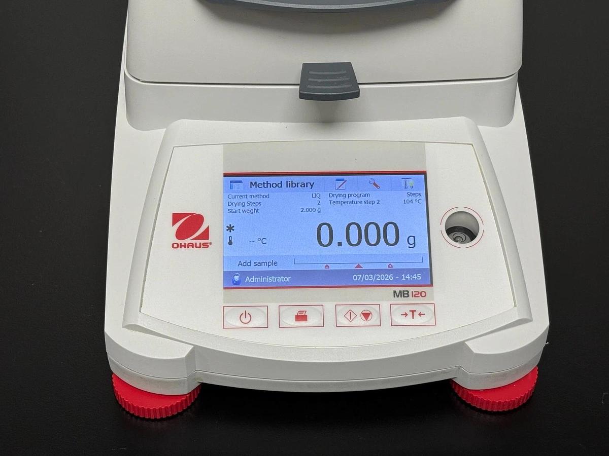 Used Ohaus MB120 Moisture Analyzer | Halogen Heating, 120g x 0.001g Benchtop