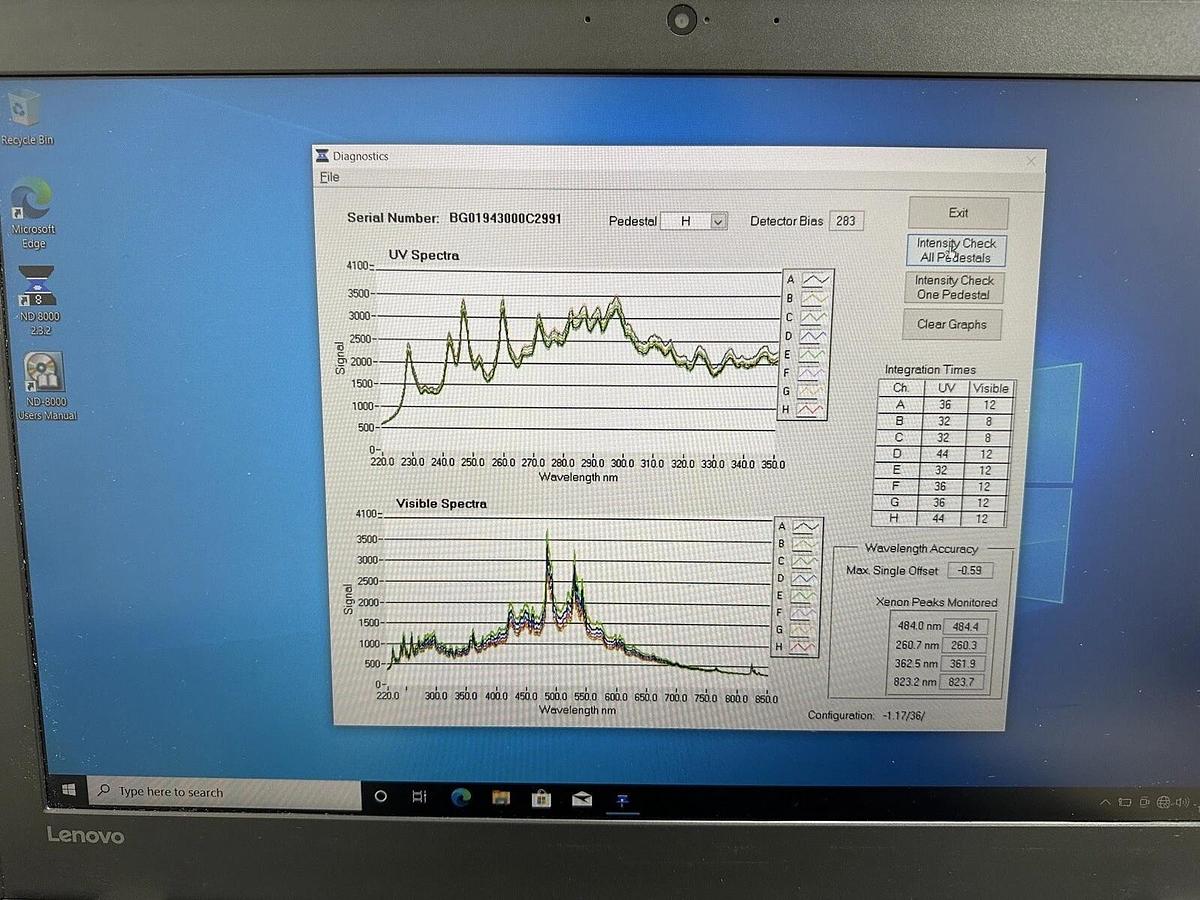 Used Thermo NanoDrop 8000 UV/Vis 8-position Spectrophotometer & laptop w/Warranty