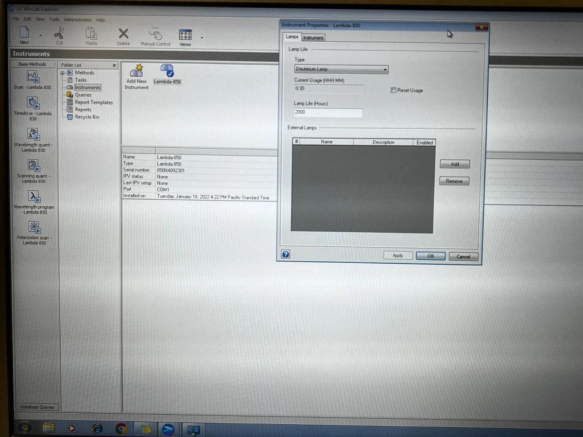 Used Perkin Elmer Lambda 850 UV/VIS Spectrophotometer L6020035 System