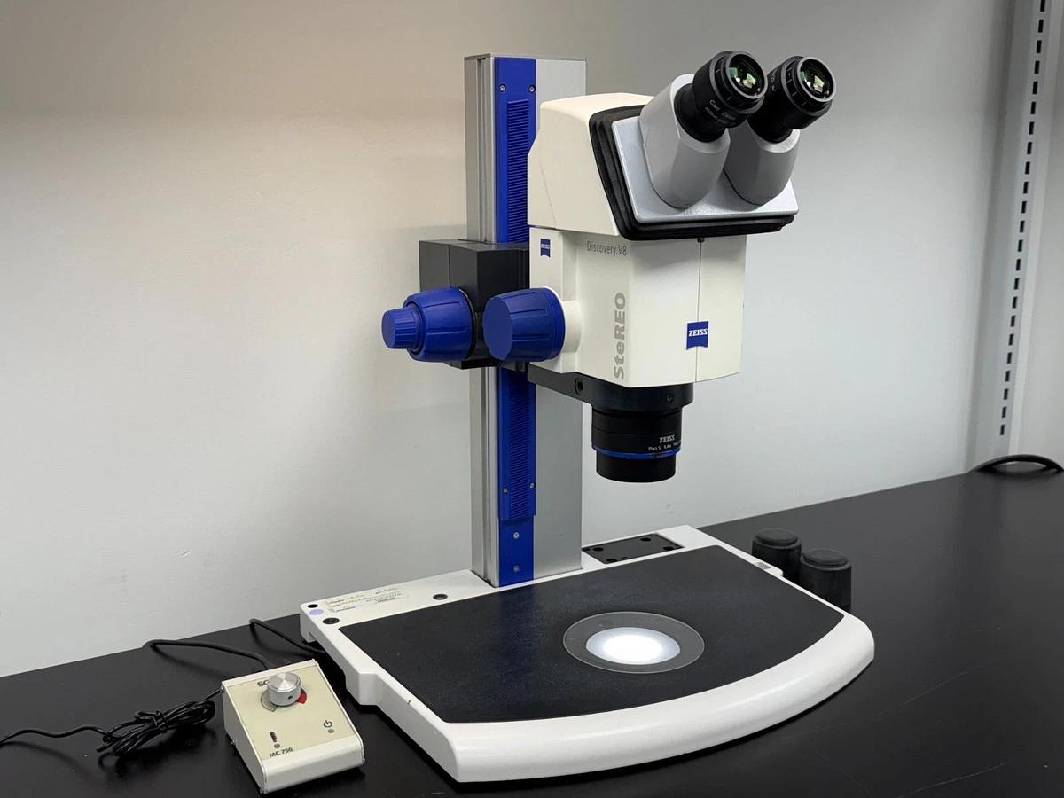 Used Zeiss SteREO Discovery.V8 Zoom Microscope Plan S 1.0x | Transmitted Light Base