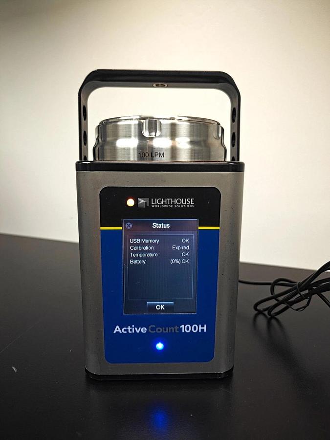 Used Lighthouse ActiveCount 100H Microbial viable Particle Counter Air Sampler w/Case