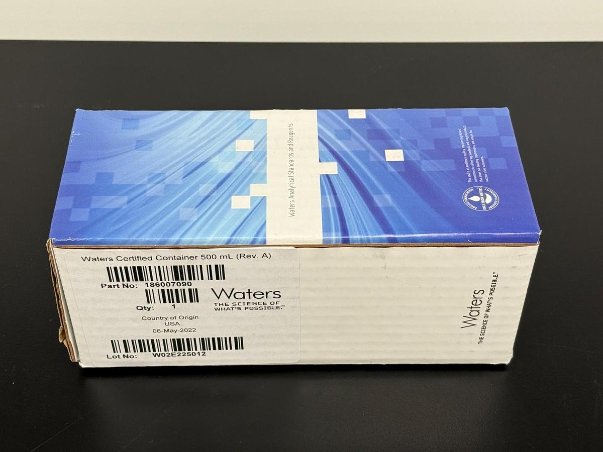 Used Waters certified container .5L 500ml glass HPLC clear bottle with cap 186007090