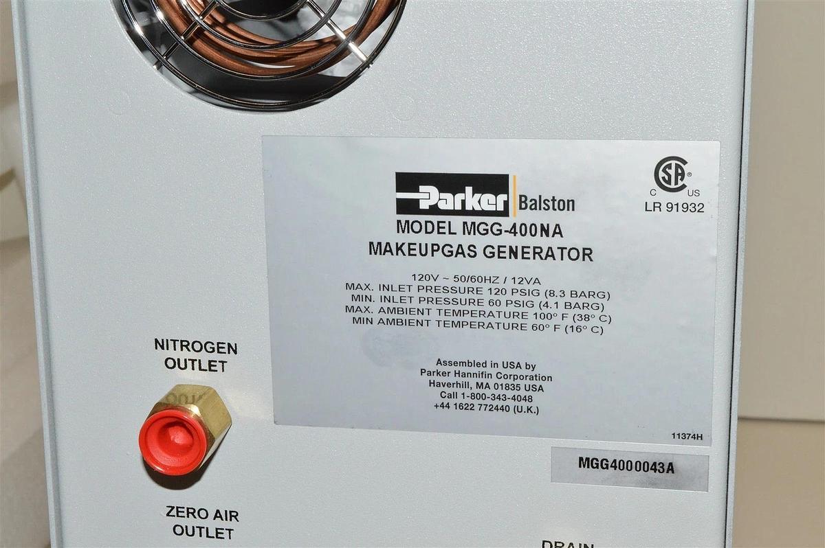 Used Parker Balston MGG-400NA FID GC Makeup Gas Generator for gas chromatography