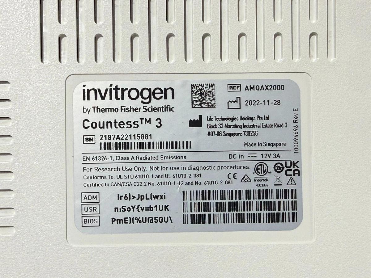 Used Thermo Invitrogen Countess 3 Automated Cell Counter w/Warranty