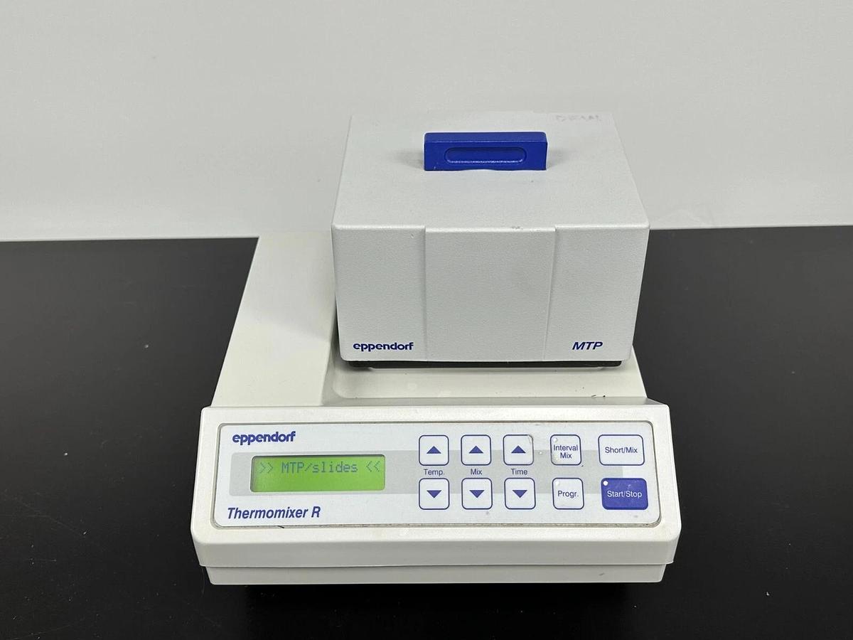 Used Eppendorf ThermoMixer R 5355 heat/cool shaker mixer with MTP block & tube holder