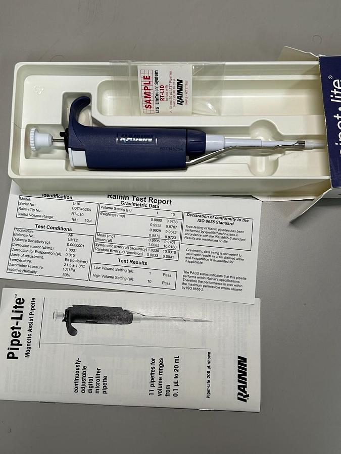 Used New Rainin Pipet Lite LTS L-10 manual 0.5-10ul pipette