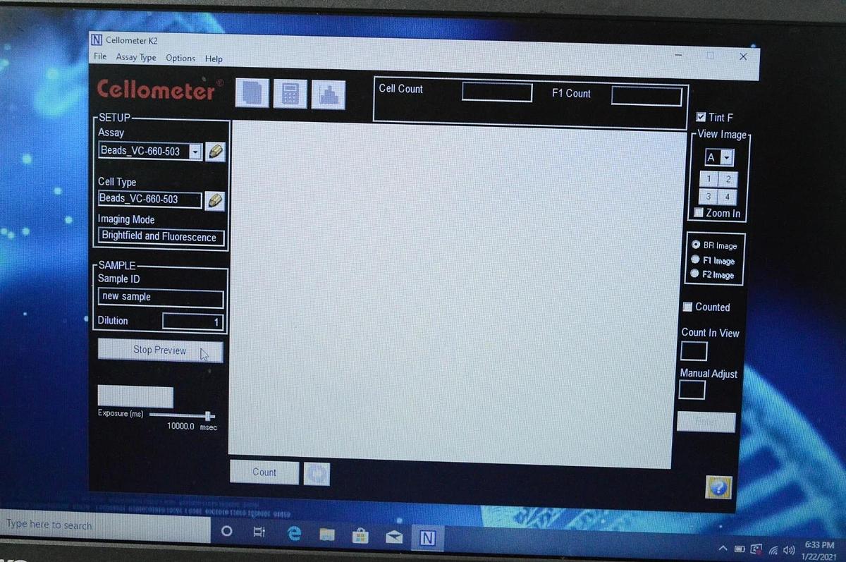 Used Nexcelom Cellometer K2 Image Cytometer Viability Cell Counter w/pc & Warranty