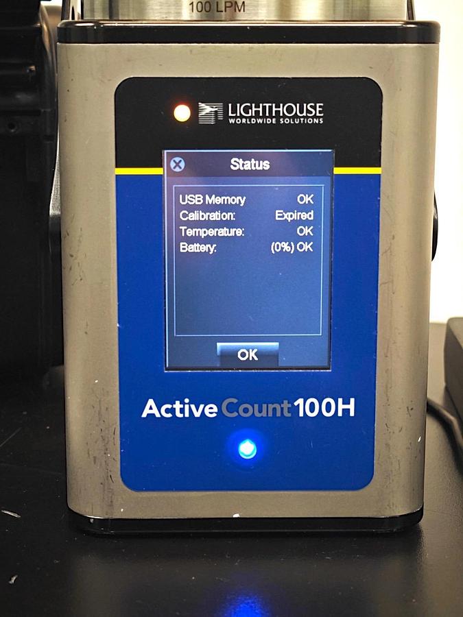 Used Lighthouse ActiveCount 100H Microbial viable Air Sampler Particle Counter w/Case