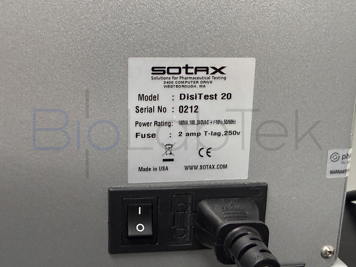 Used SOTAX Pharmatron DisiTest 20 Disintegration Tester | 2-Station with Heater