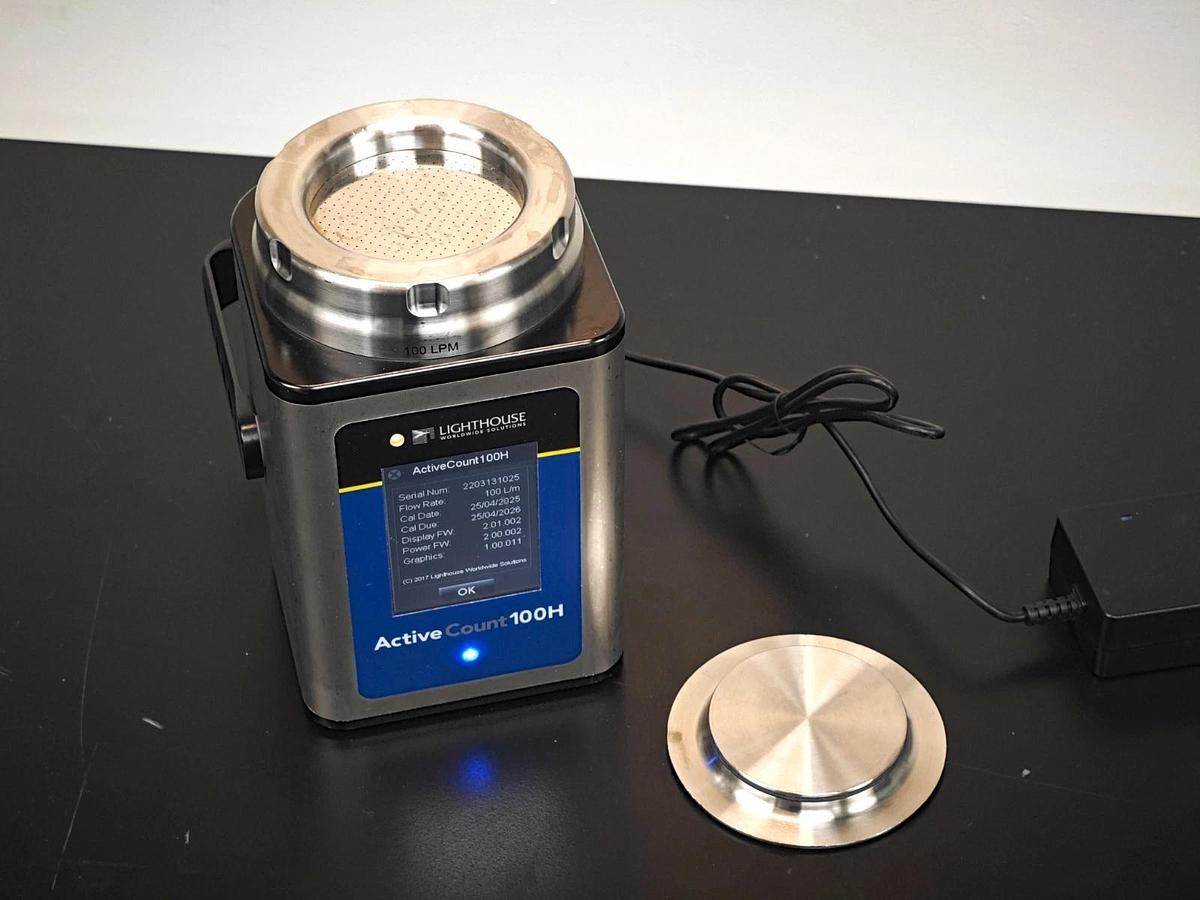Used Lighthouse ActiveCount 100H Microbial viable Particle Counter Air Sampler w/Case
