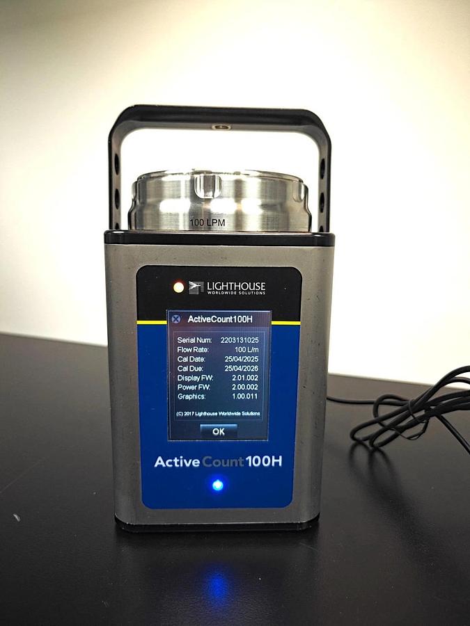 Used Lighthouse ActiveCount 100H Microbial viable Particle Counter Air Sampler w/Case