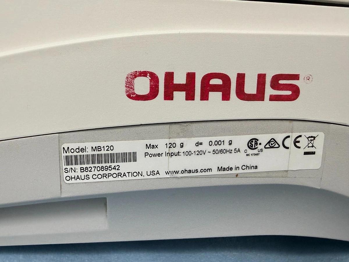 Used Ohaus MB120 Moisture Analyzer | Halogen Heating, 120g x 0.001g Benchtop