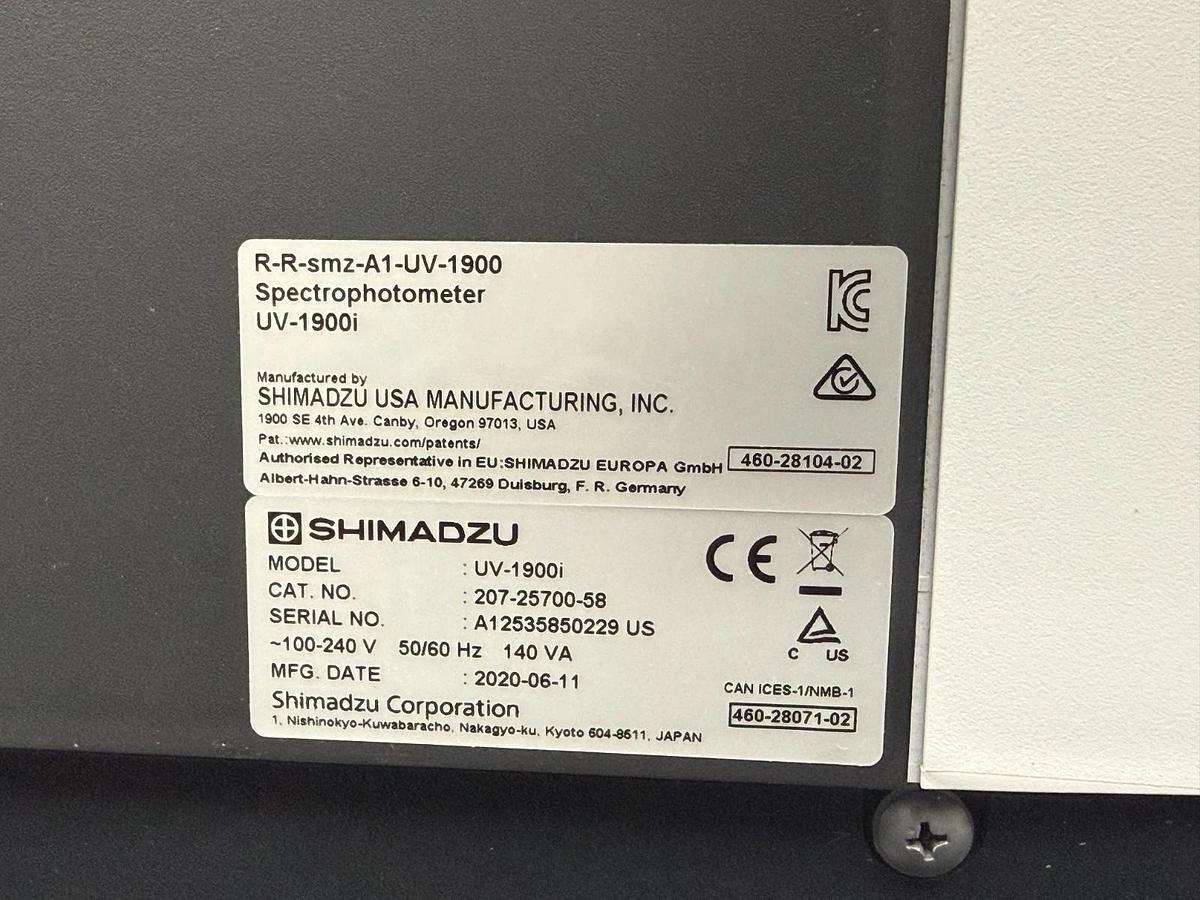 Used Shimadzu UV-1900i UV-VIS Spectrophotometer | Double-Beam Benchtop