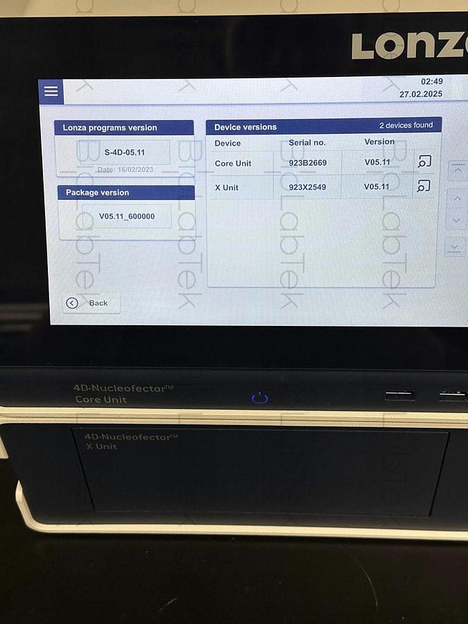 Used Lonza 4D Nucleofector Nucleofection Transfection System Core & X Unit combo