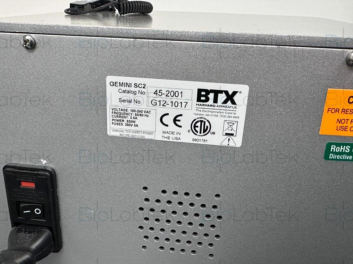 Used BTX Gemini SC2 Twin Wave Electroporator with safety dome