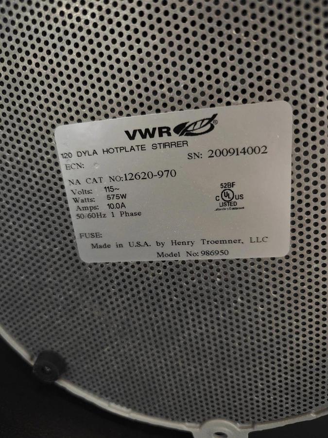 Used VWR Dyla Dual HotPlate Stirrer 7" 100-1200rpm, Heats up to 400C (752F)