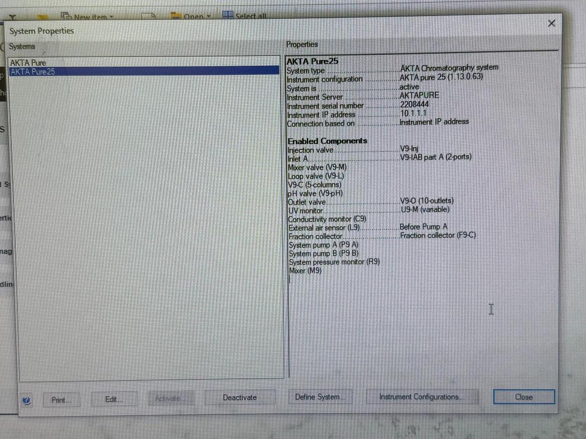 Used GE Cytiva AKTA Pure 25M FPLC Chromatography System + Frac/PC 2017