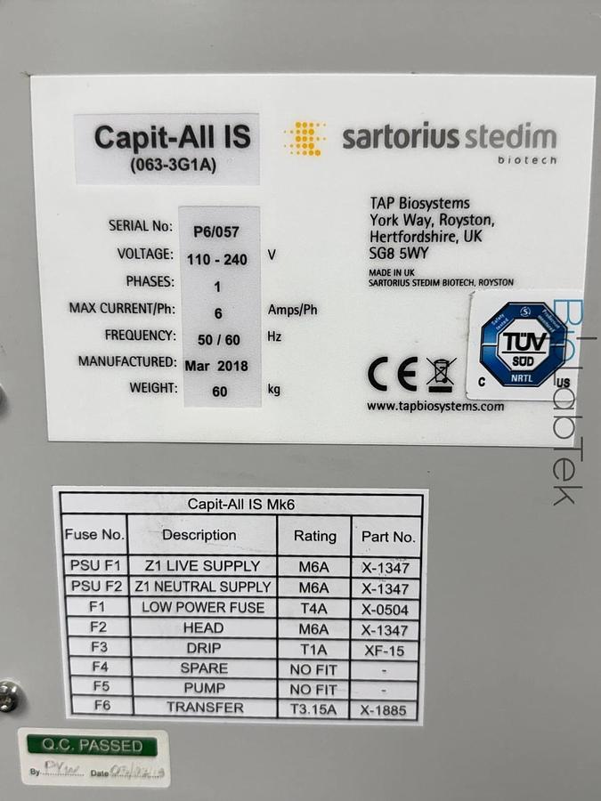 Used Thermo TAP Sartorius Capit-All IS 96-tube Matrix rack Screw Cap Capper Decapper