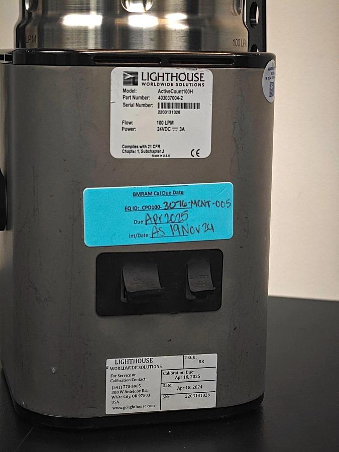 Used Lighthouse ActiveCount 100H Microbial viable Air Sampler Particle Counter w/Case
