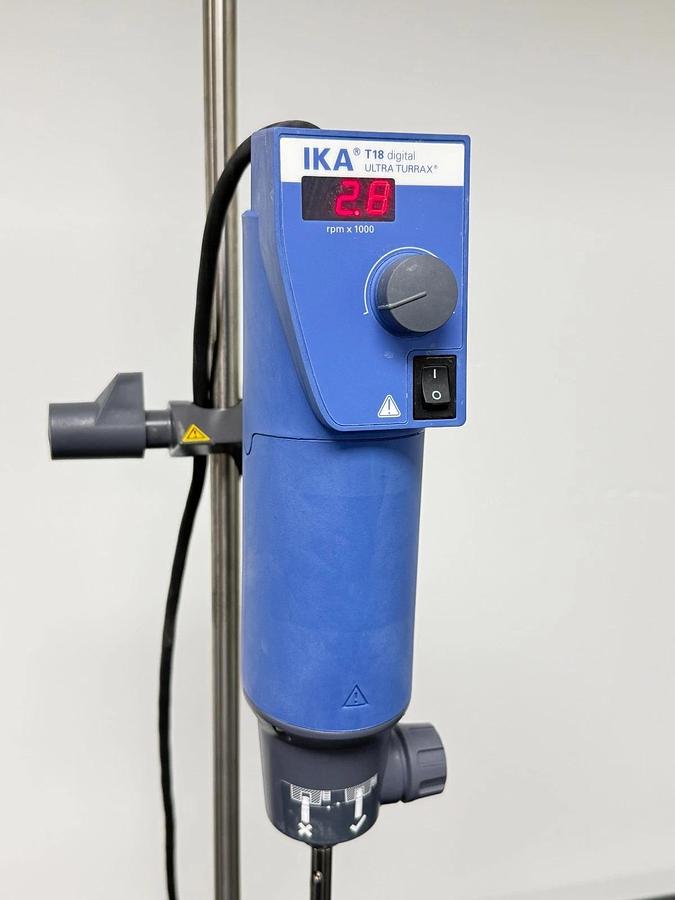 Used IKA T 18 Digital ULTRA-TURRAX Homogenizer Disperser With 1-100ml Tool & Stand
